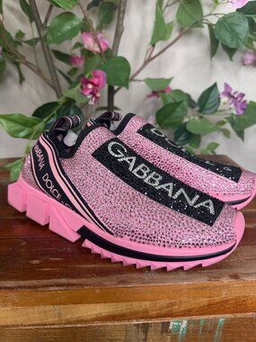 Dolce & Gabbana Crystal-Embellished Sorrento Sneakers - Pink